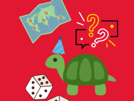 AAAS Game Night on Thursday, December 11th from 5pm - 8pm. Please join us for evening of fun games, prizes, and food. There is a picture of a turtle with a party hat on. 