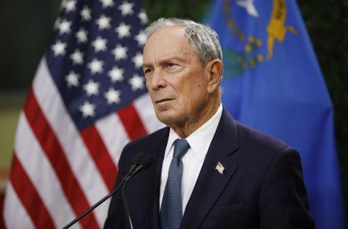 former New York City Mayor Michael Bloomberg speaks at a news conference at a gun control advocacy event in Las Vegas. (John Locher/AP)