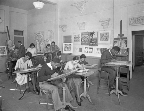 Lois Mailou Jones in her classroom at Howard University, Credit: Scurlock Studio Records, Archives Center, National Museum of American History.