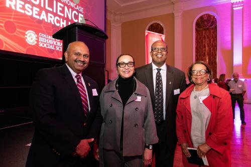 Dean Varshney, Singleton McCallister, Dean Graham Jr. and Dr. Sharon Harley